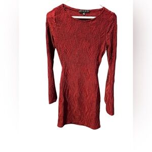 Iris Burgundy Textured Long Sleeve Mini Bodycon Dress